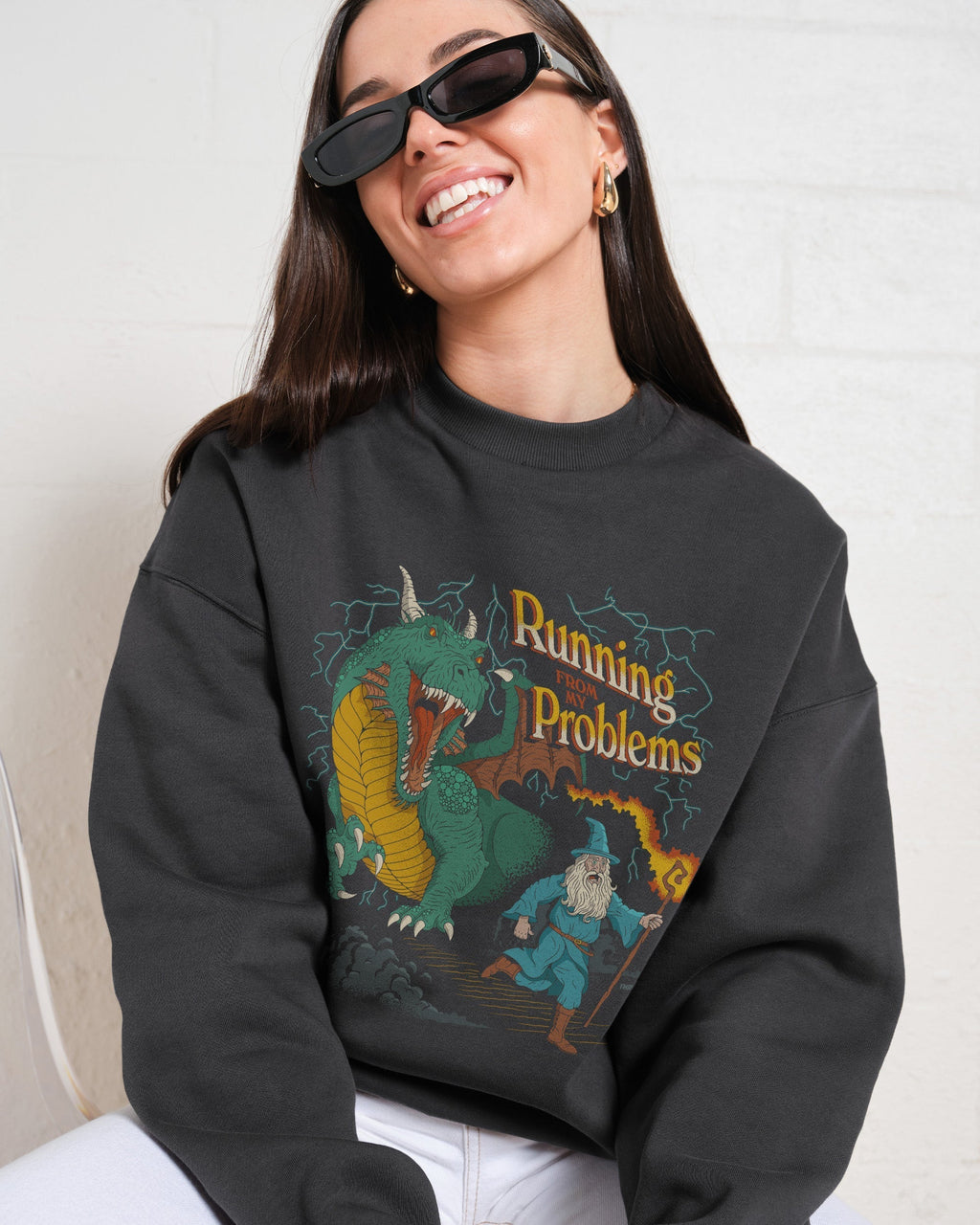 Running From My Problems Dragon Sweatshirt product image 2